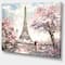 Designart - Eiffel with Pink Flowers - Landscape Canvas Art Print